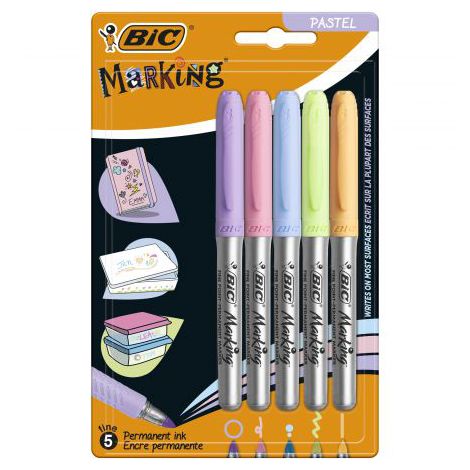 Markery permanentne Bic Marking Pastel, 5 kolorów